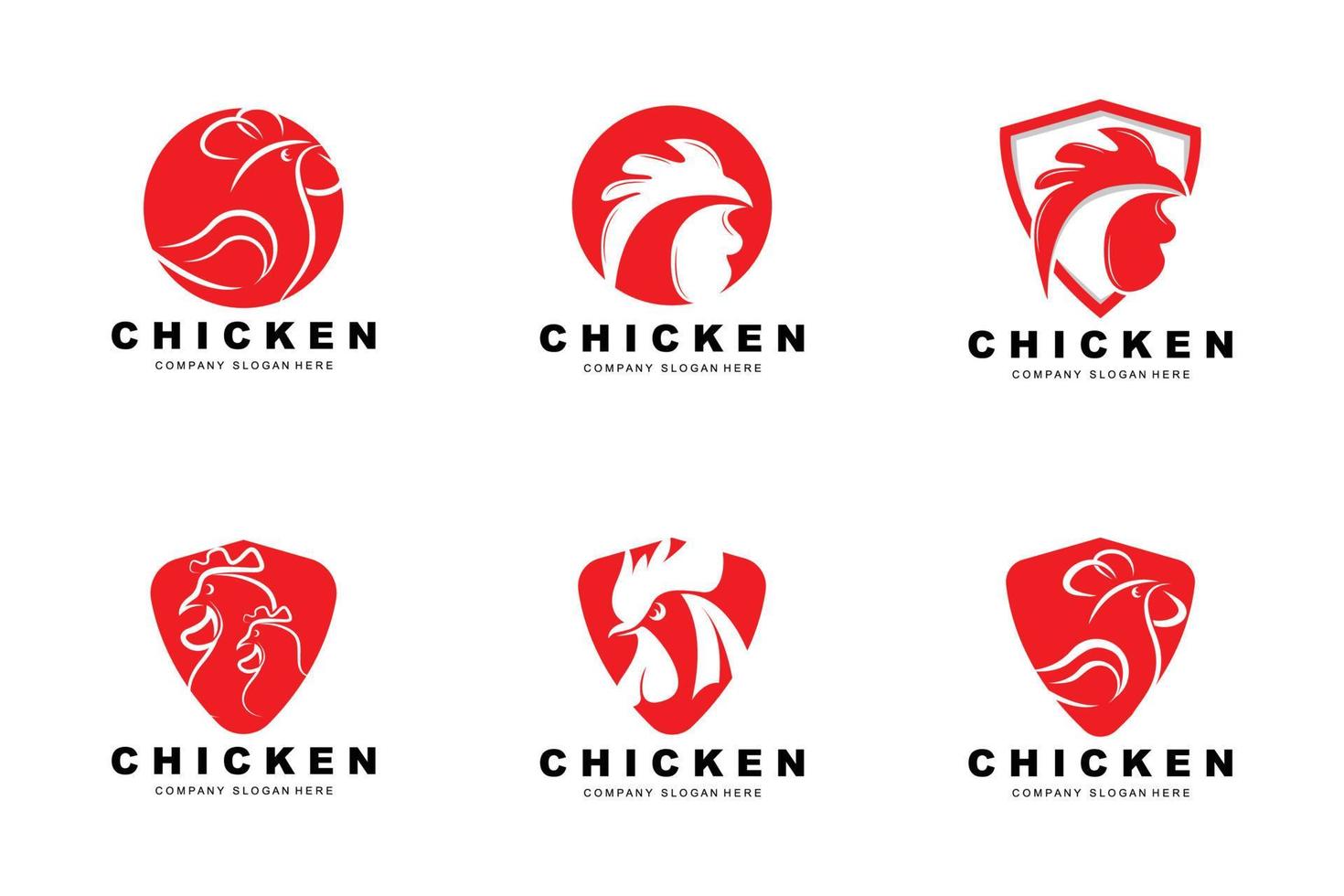 logotipo de pollo, vector de animales de granja, diseño para granja de pollos, restaurante de pollo frito, cafetería