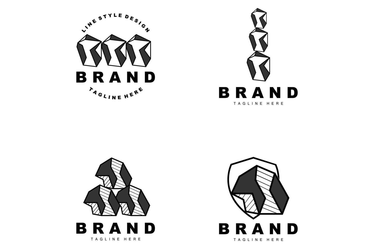 Stone Logo, Gem Line Stone Design, Diamond, Crystal, Simple Elegant, Product Brand Vector, Natural Stone Icon vector