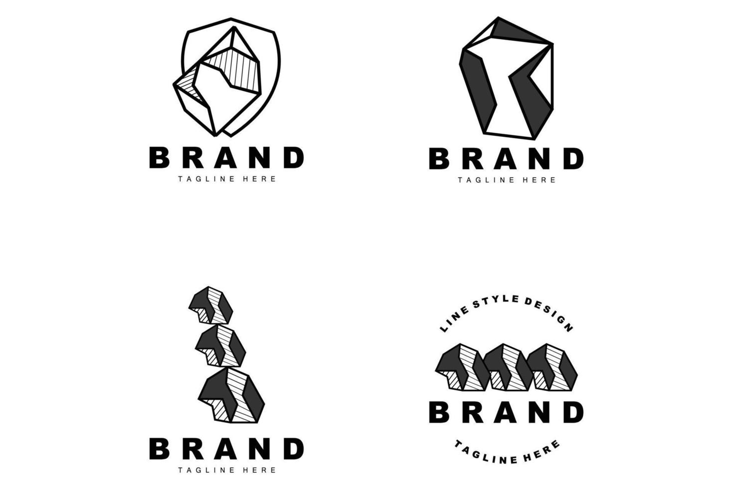 logotipo de piedra, diseño de piedra de línea gema, diamante, cristal, elegante simple, vector de marca de producto, icono de piedra natural