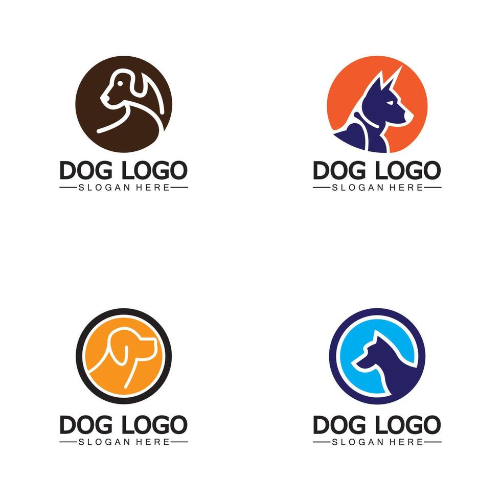 perro logo y icono diseño vector ilustración