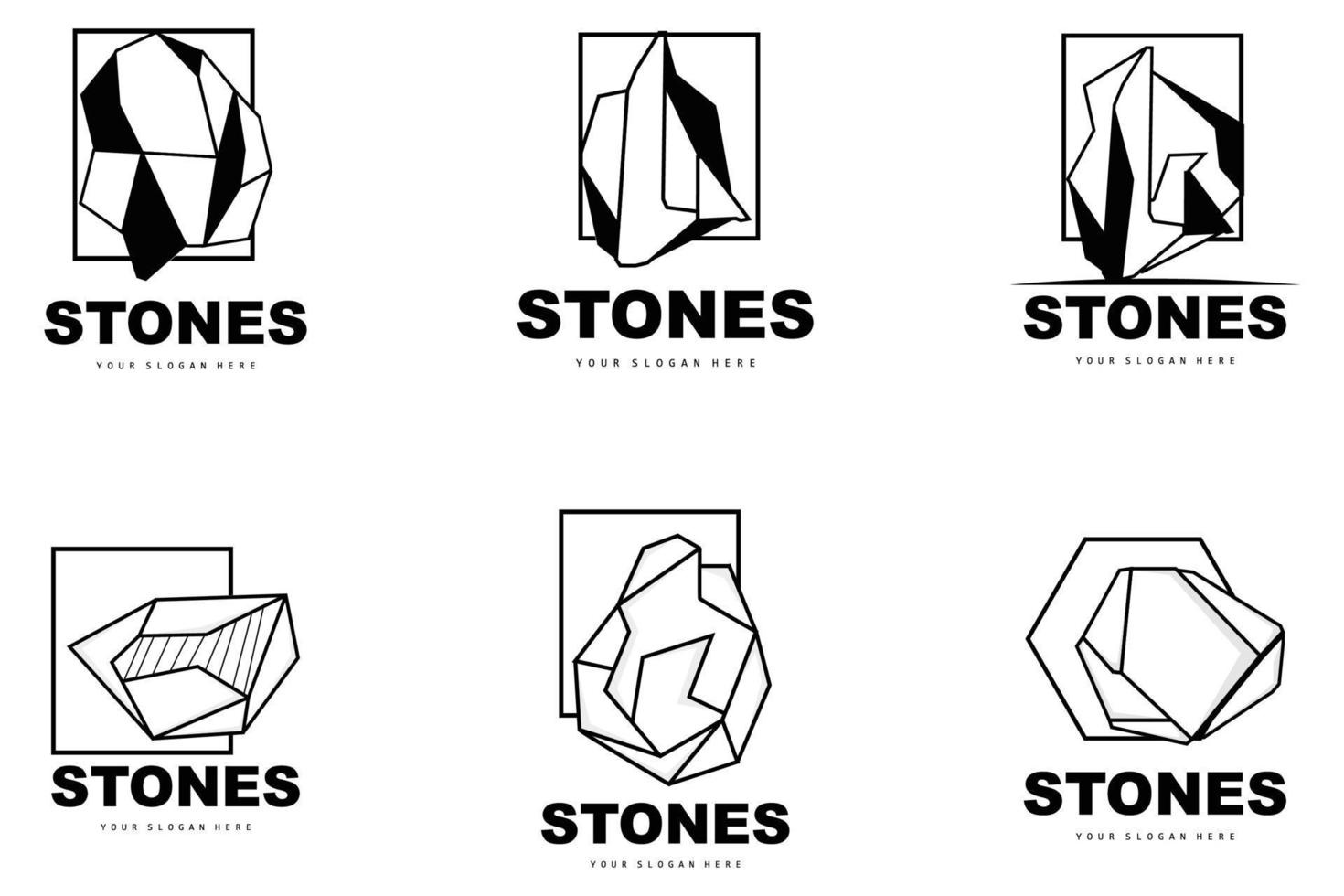 logotipo de piedra, piedra vectorial moderna con estilo de línea geométrica, diseño para decoración estética, producto moderno de marca, icono simple línea de geometría estética abstracta vector