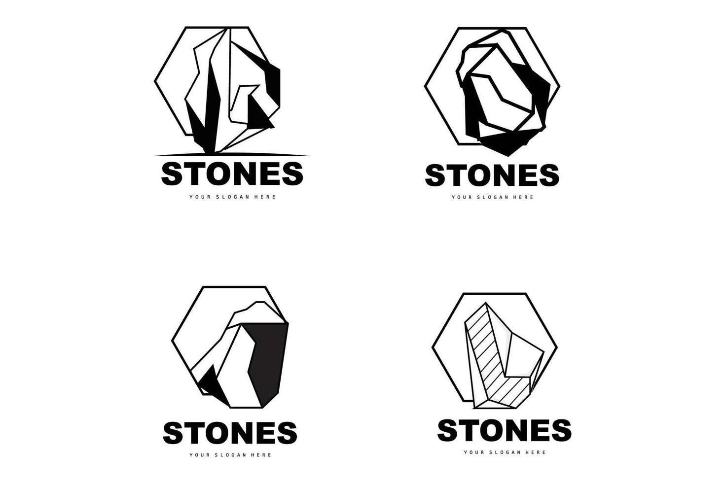 logotipo de piedra, piedra vectorial moderna con estilo de línea geométrica, diseño para decoración estética, producto moderno de marca, icono simple línea de geometría estética abstracta vector