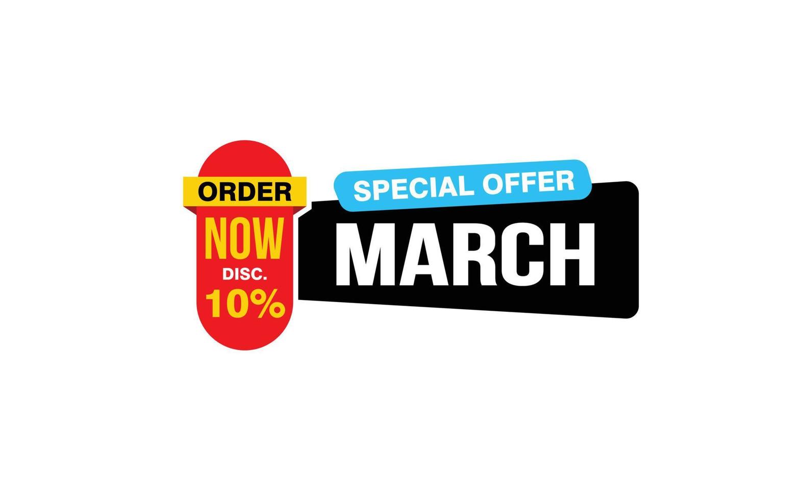 10 Percent MARCH discount offer, clearance, promotion banner layout with sticker style. vector