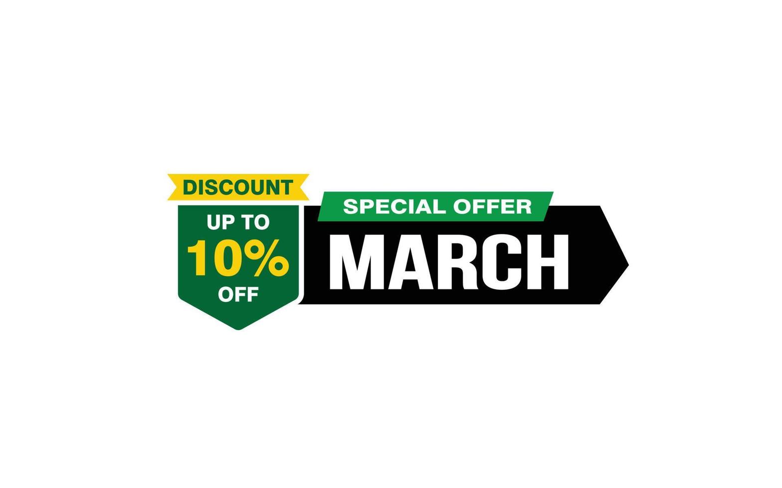 10 Percent MARCH discount offer, clearance, promotion banner layout with sticker style. vector