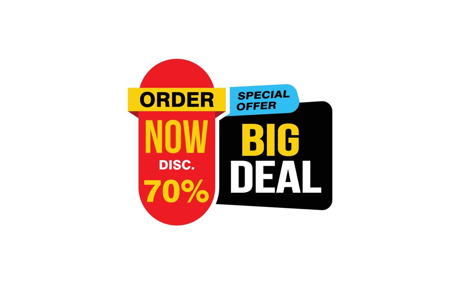 70 Percent BIG DEAL offer, clearance, promotion banner layout with sticker style. vector