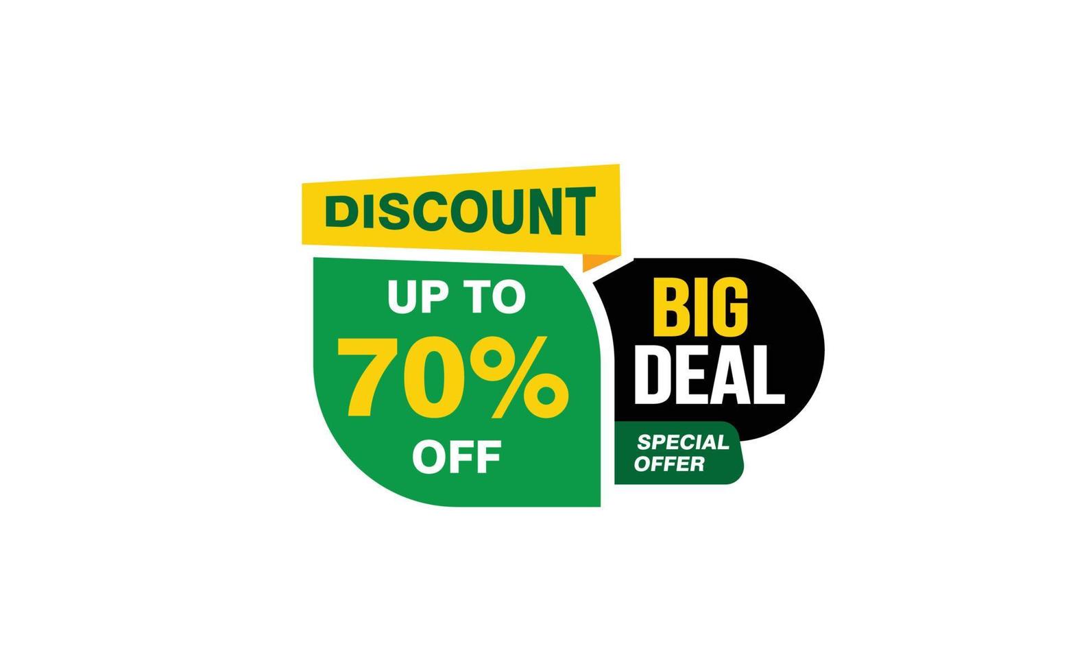 70 Percent BIG DEAL offer, clearance, promotion banner layout with sticker style. vector