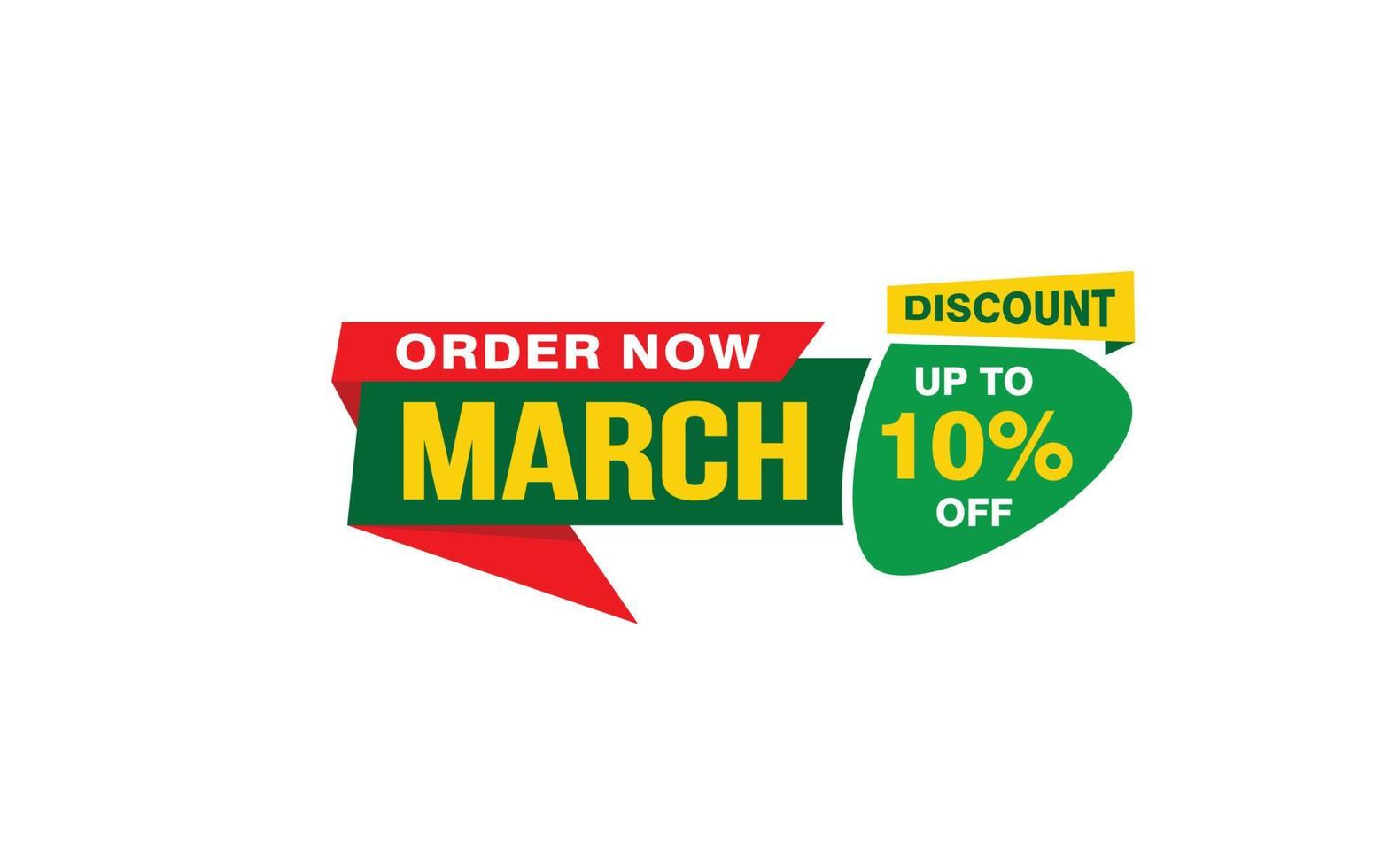 10 Percent MARCH discount offer, clearance, promotion banner layout with sticker style. vector