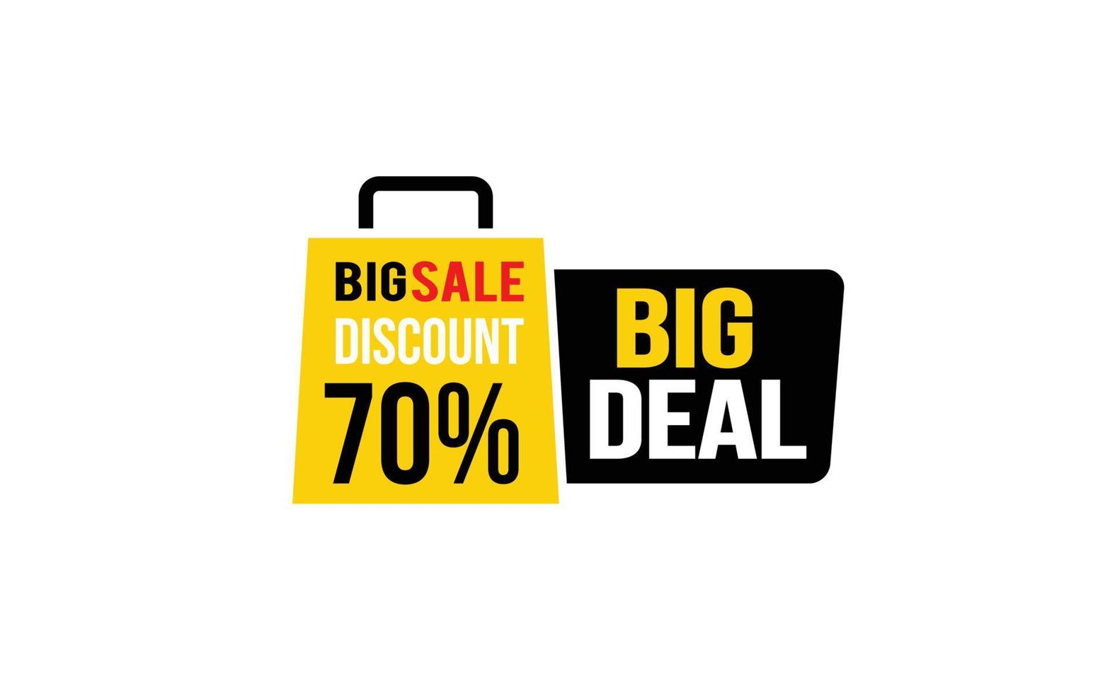 70 Percent BIG DEAL offer, clearance, promotion banner layout with sticker style. vector