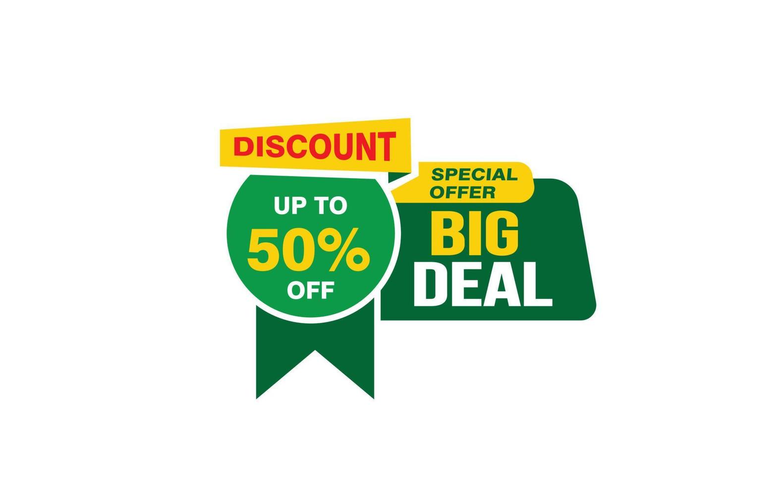 50 Percent BIG DEAL offer, clearance, promotion banner layout with sticker style. vector