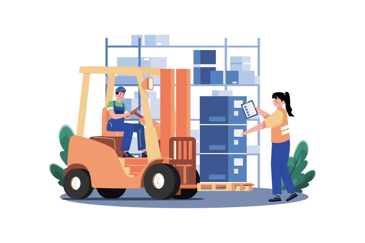 Forklift Lifting Weight Illustration concept on white background vector