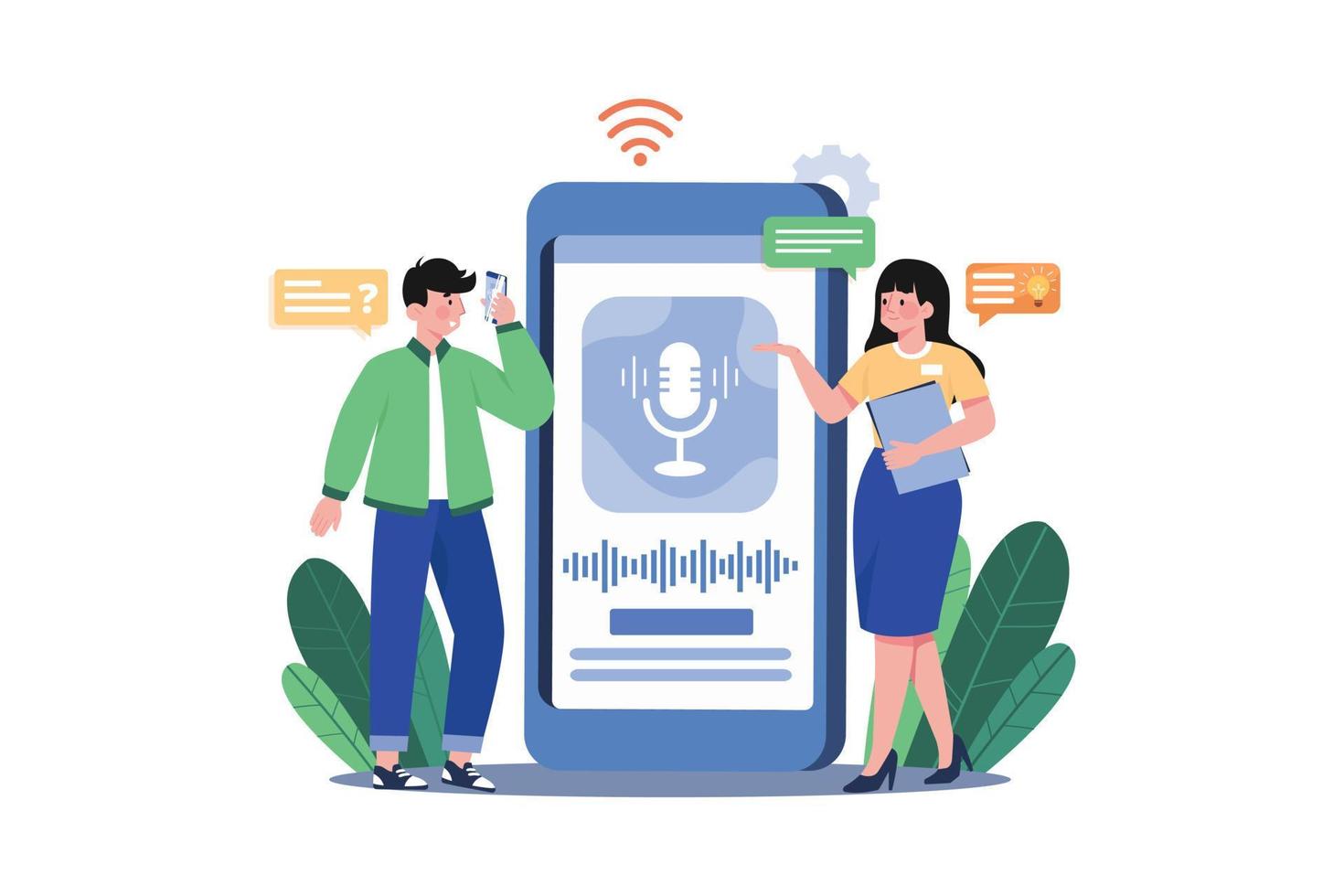 Mobile Assistant Illustration concept on white background vector