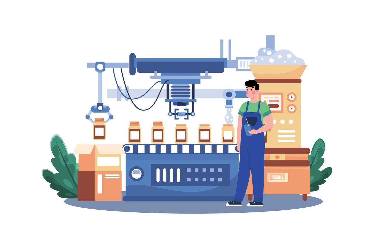 Automated Production Line Illustration concept on white background vector