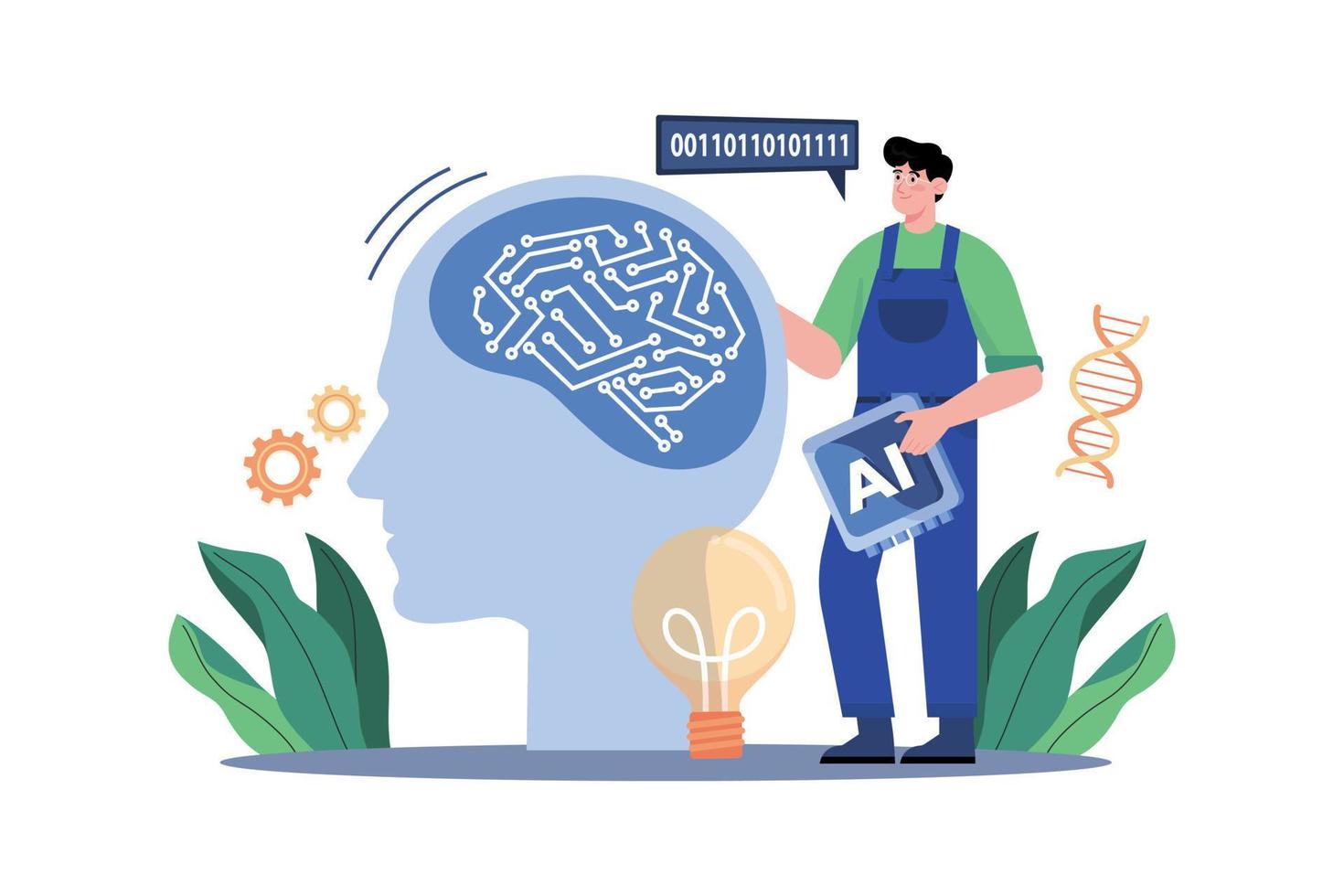 AI Production Illustration concept on white background vector