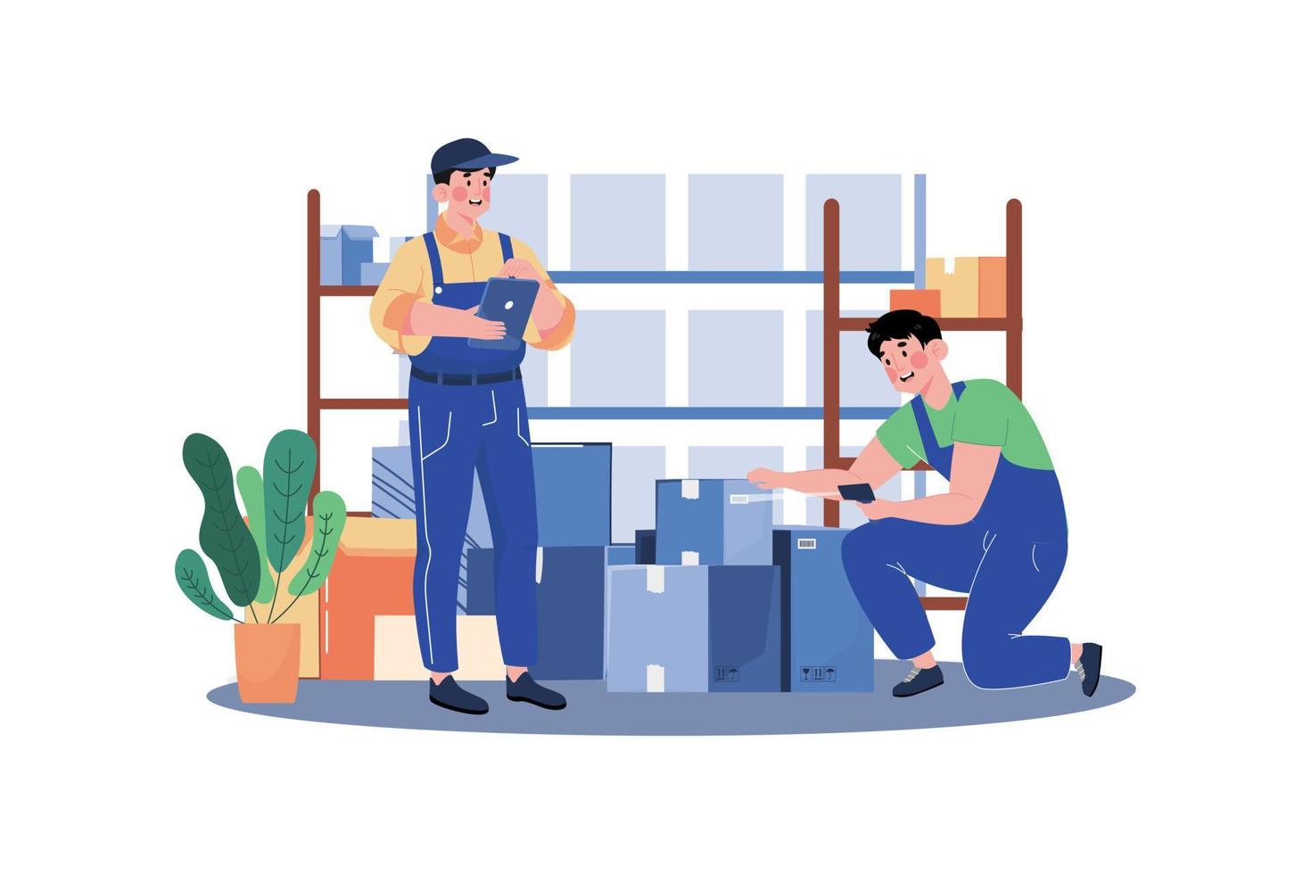 Factory Worker Checking Stock Illustration concept on white background vector