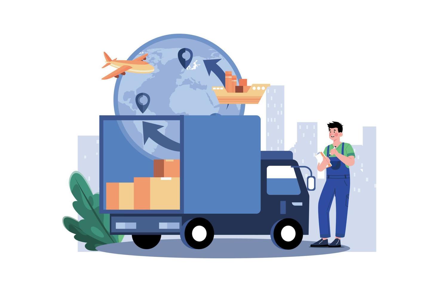 Global Delivery Illustration concept on white background vector