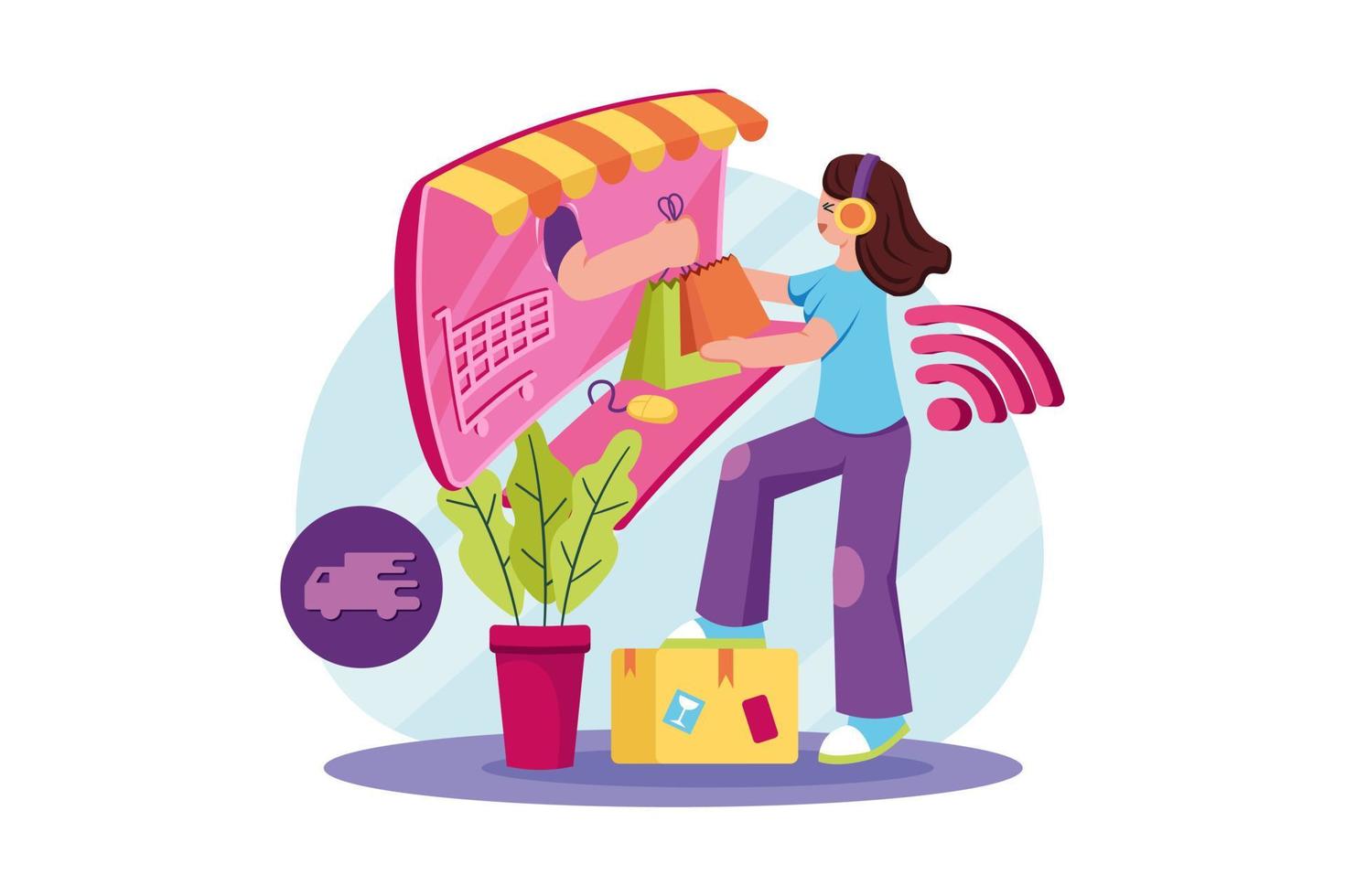 Order Online Illustration concept on white background vector