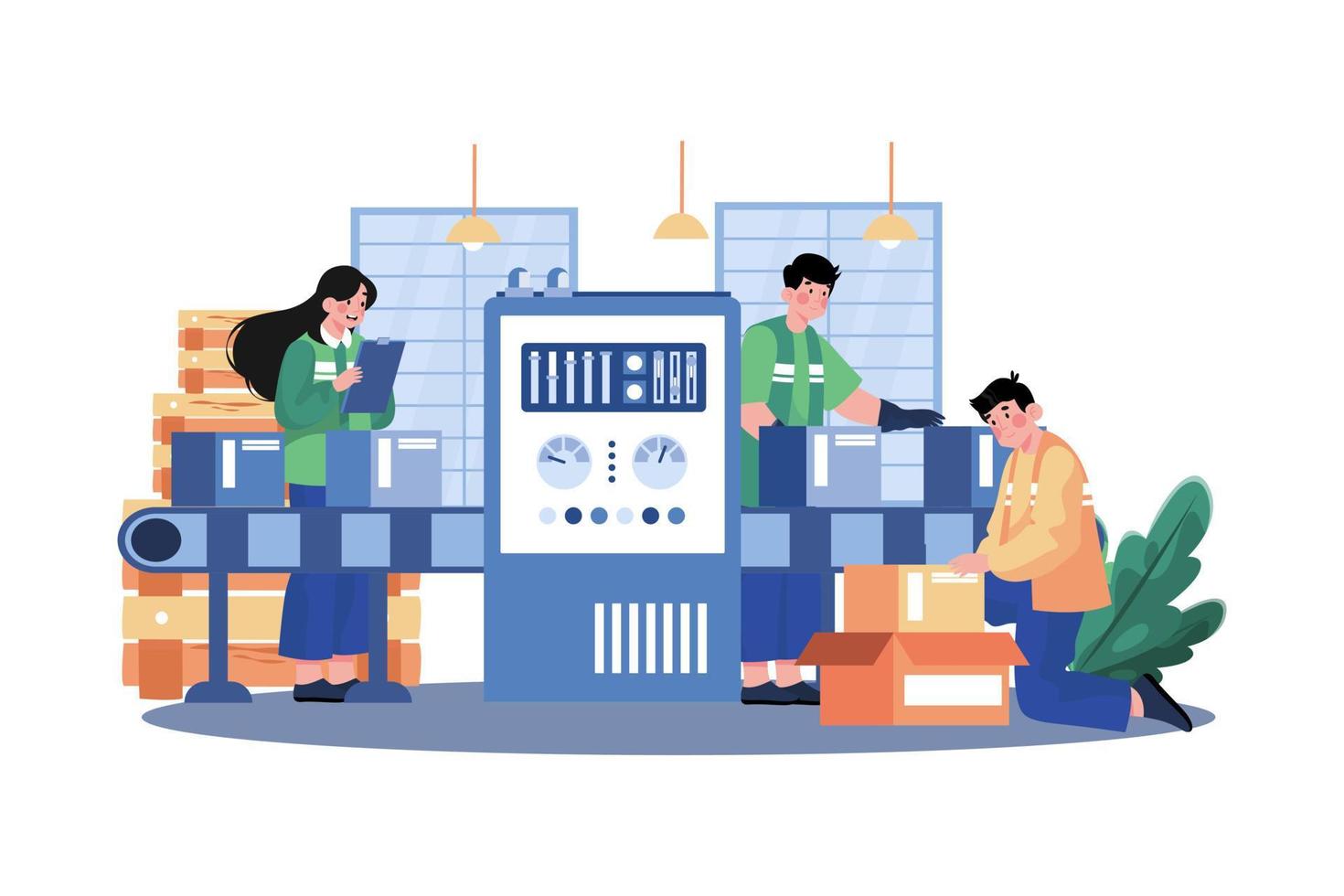 Factory Production Packaging Illustration concept on white background vector