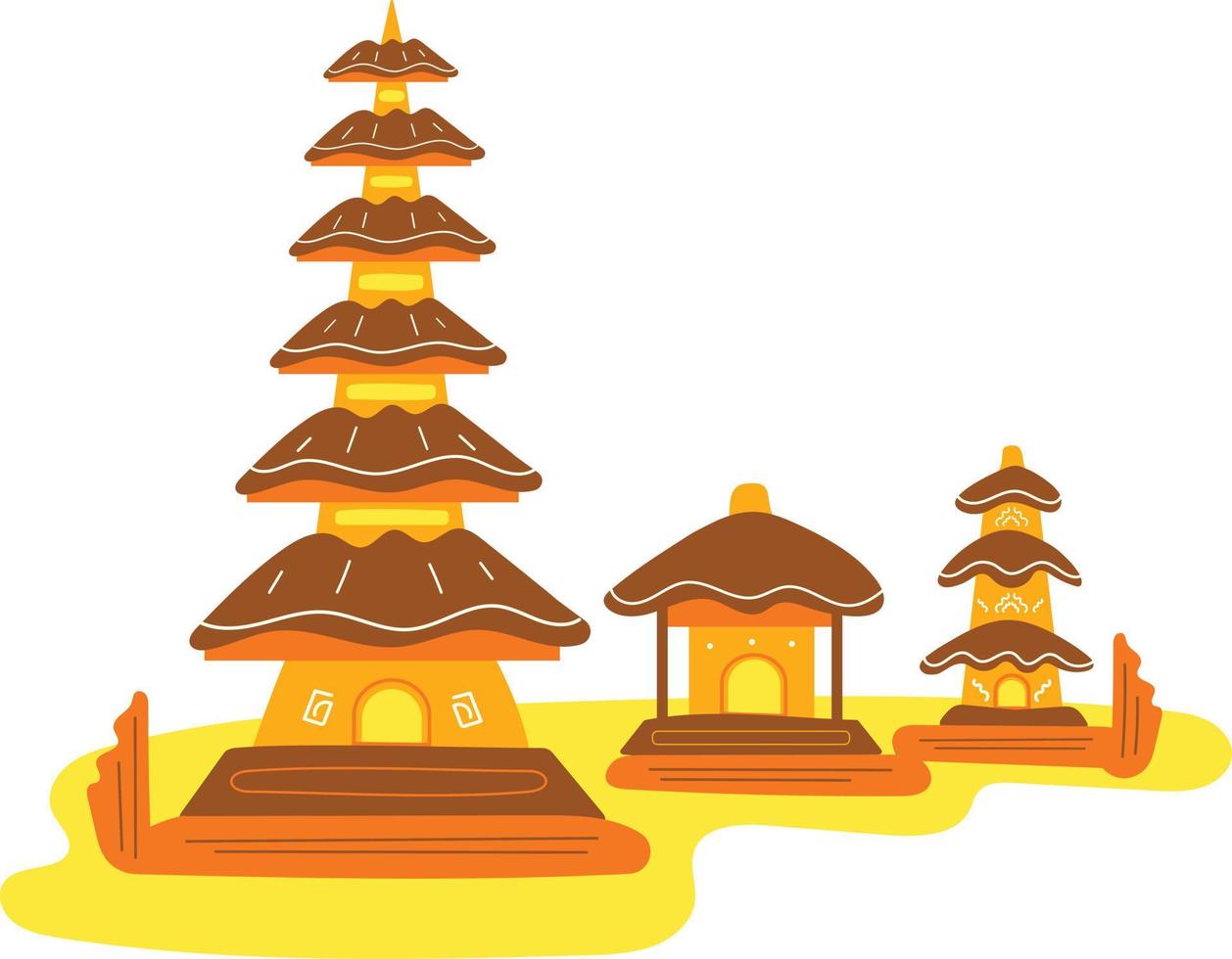 Ulun danu beratan temple illustration vector