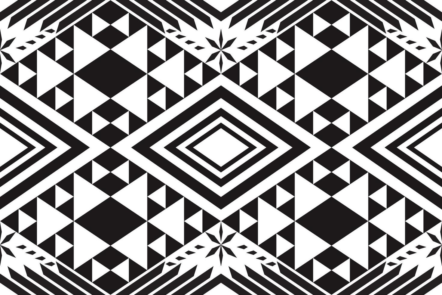 Black and white geometric ethnic seamless pattern design for wallpaper, background, fabric, curtain, carpet, clothing, and wrapping. vector
