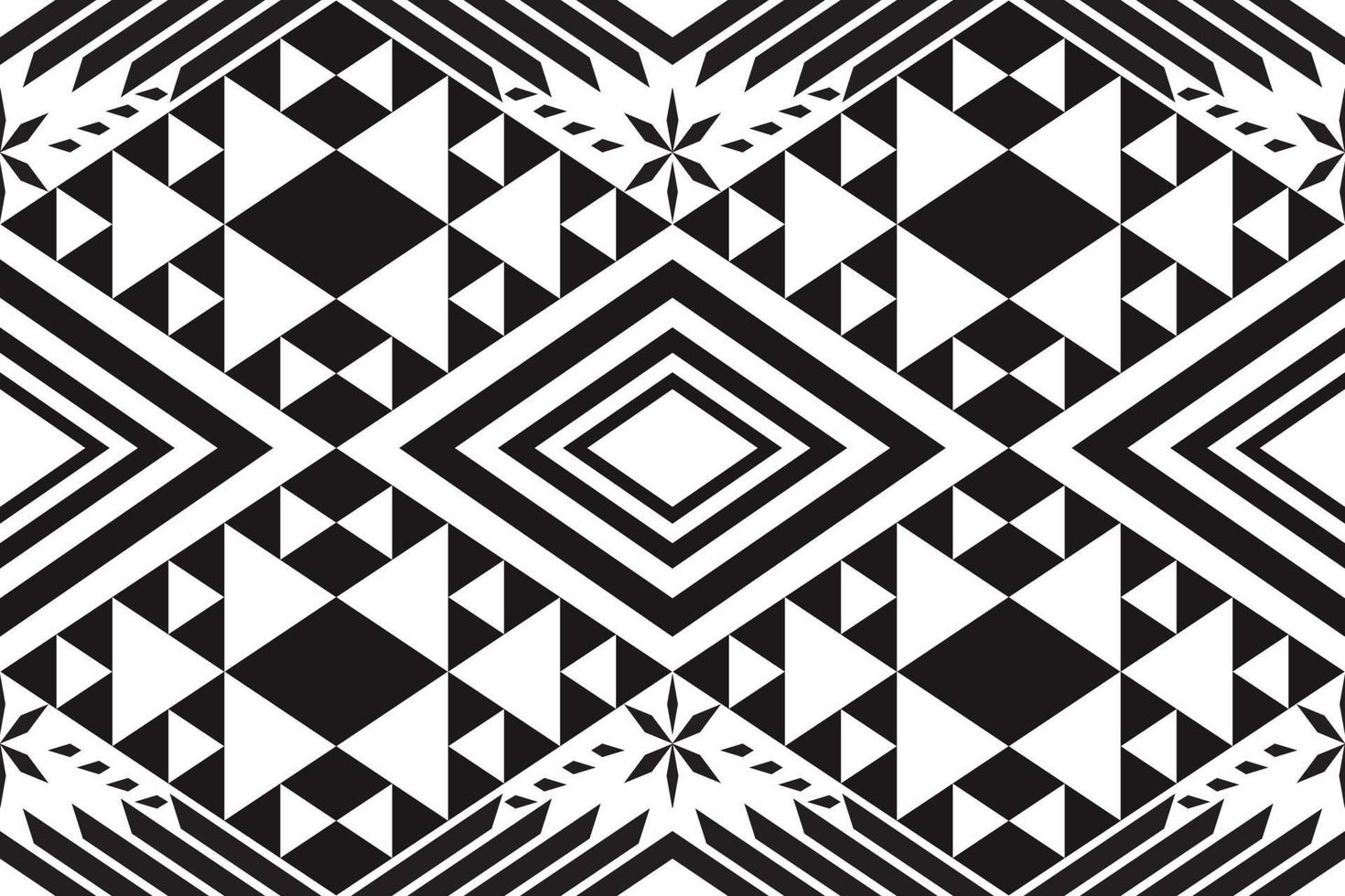 Black and white geometric ethnic seamless pattern design for wallpaper, background, fabric, curtain, carpet, clothing, and wrapping. vector