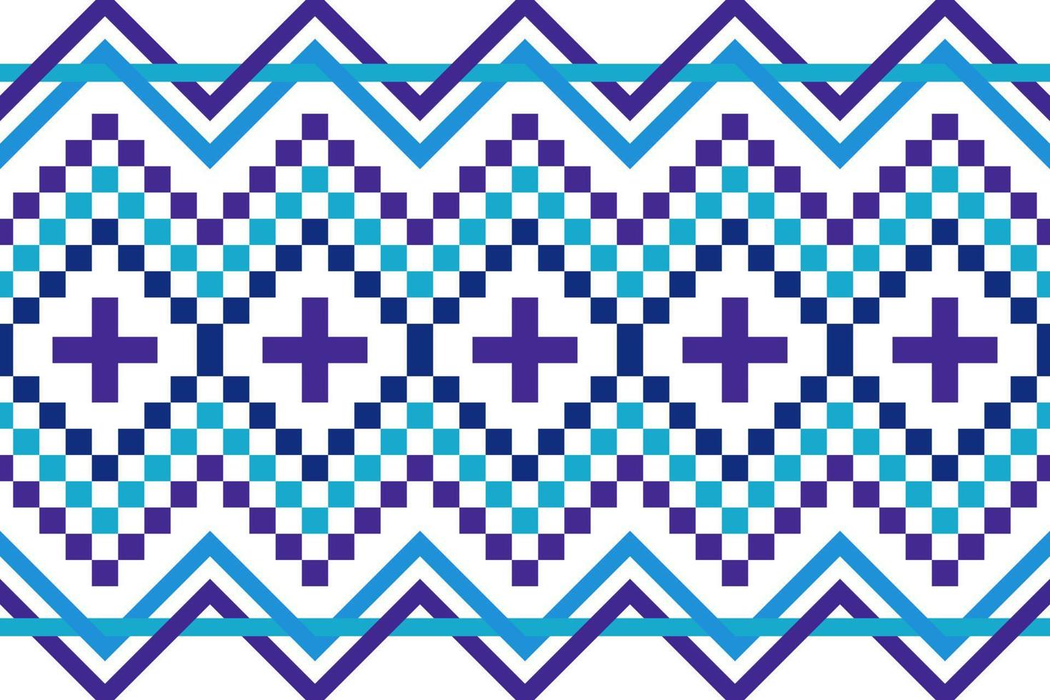 Blue and white geometric ethnic seamless pattern design for wallpaper, background, fabric, curtain, carpet, clothing, and wrapping. vector