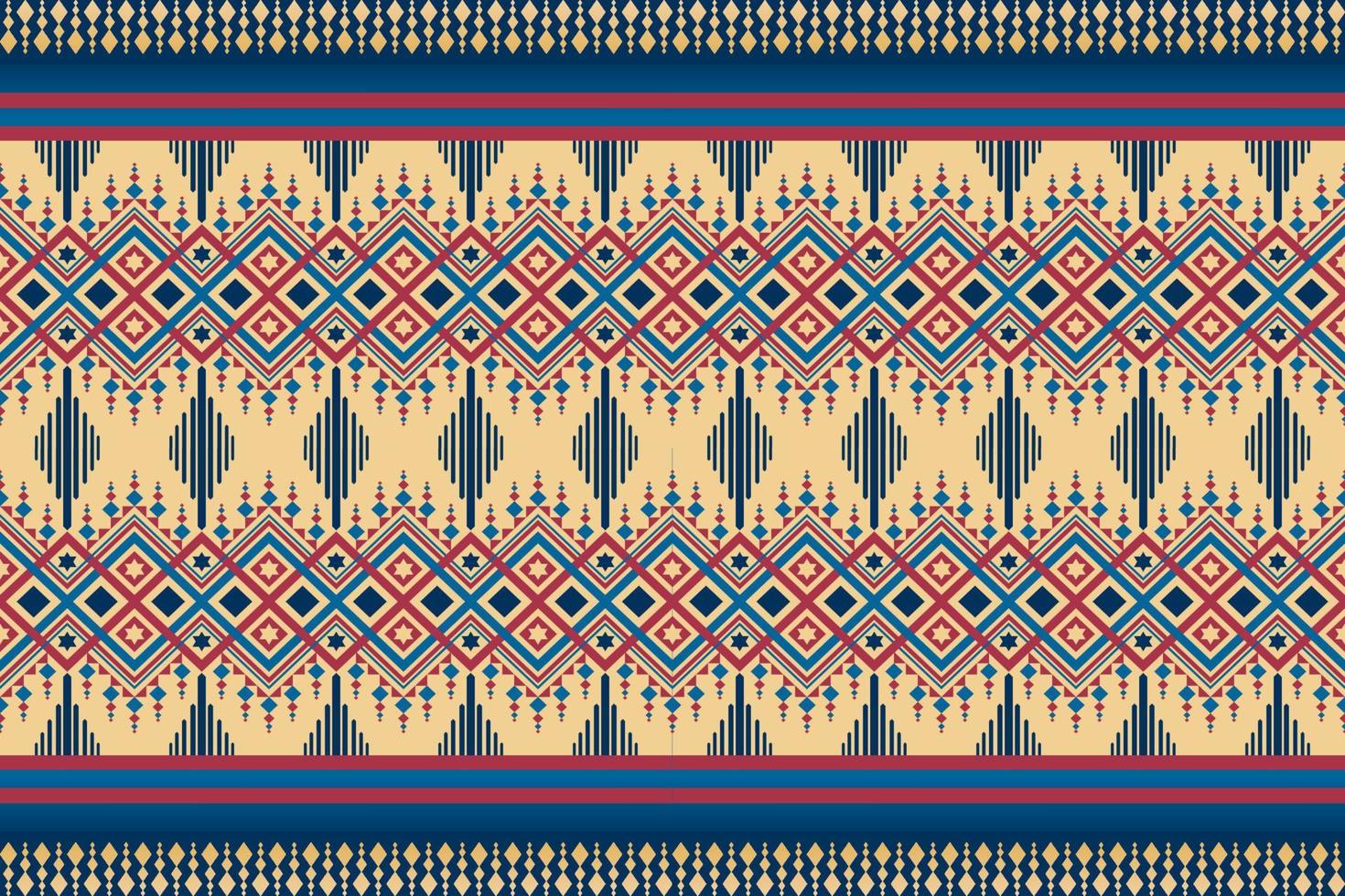 Colorful geometric ethnic seamless pattern design for wallpaper, background, fabric, curtain, carpet, clothing, and wrapping. vector
