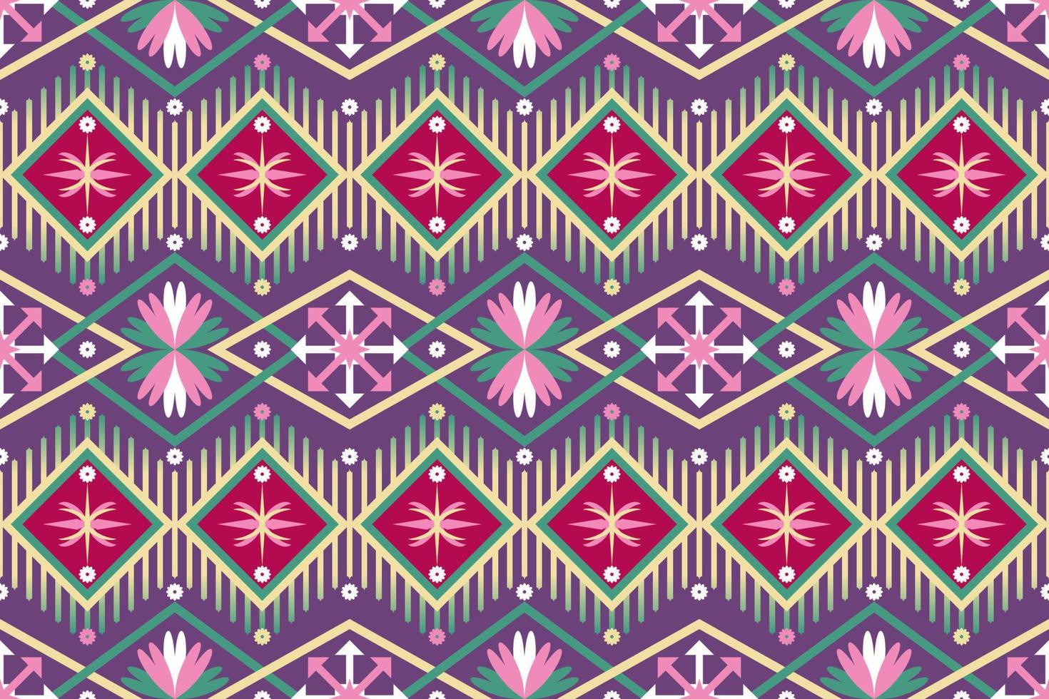 Colorful geometric ethnic seamless pattern design for wallpaper, background, fabric, curtain, carpet, clothing, and wrapping. vector