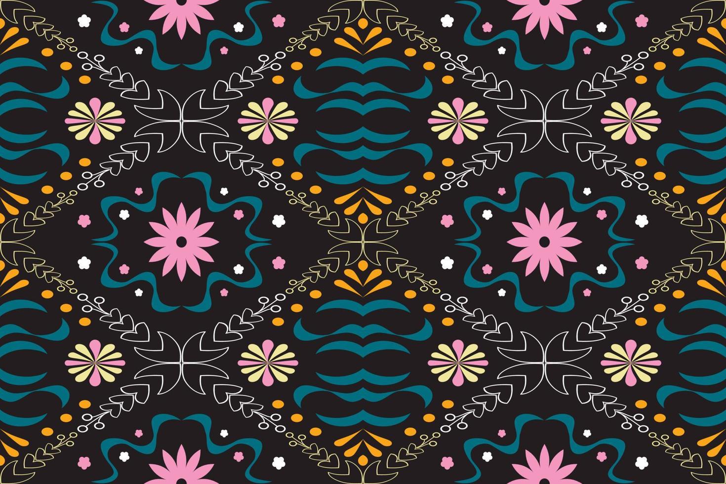 Colorful geometric ethnic seamless pattern design for wallpaper, background, fabric, curtain, carpet, clothing, and wrapping. vector
