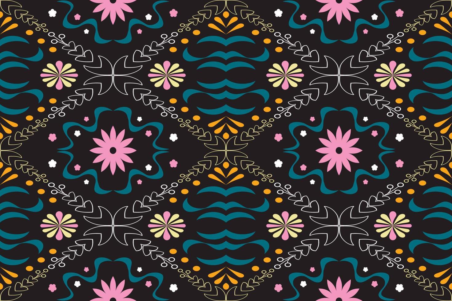 Colorful geometric ethnic seamless pattern design for wallpaper, background, fabric, curtain, carpet, clothing, and wrapping. vector