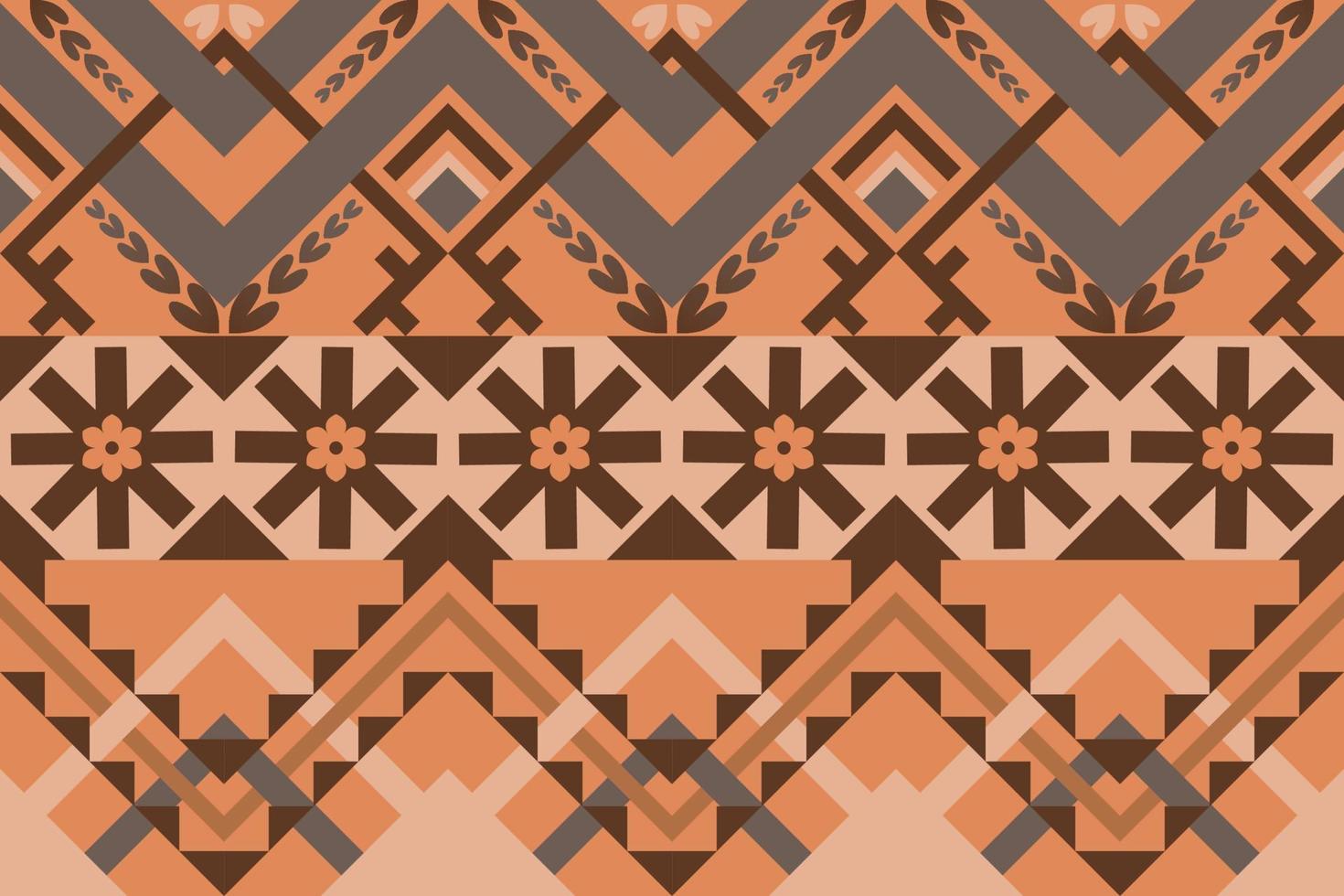 Brown-tone geometric ethnic seamless pattern designed for background, wallpaper, traditional clothing, carpet, curtain, and home decoration. vector