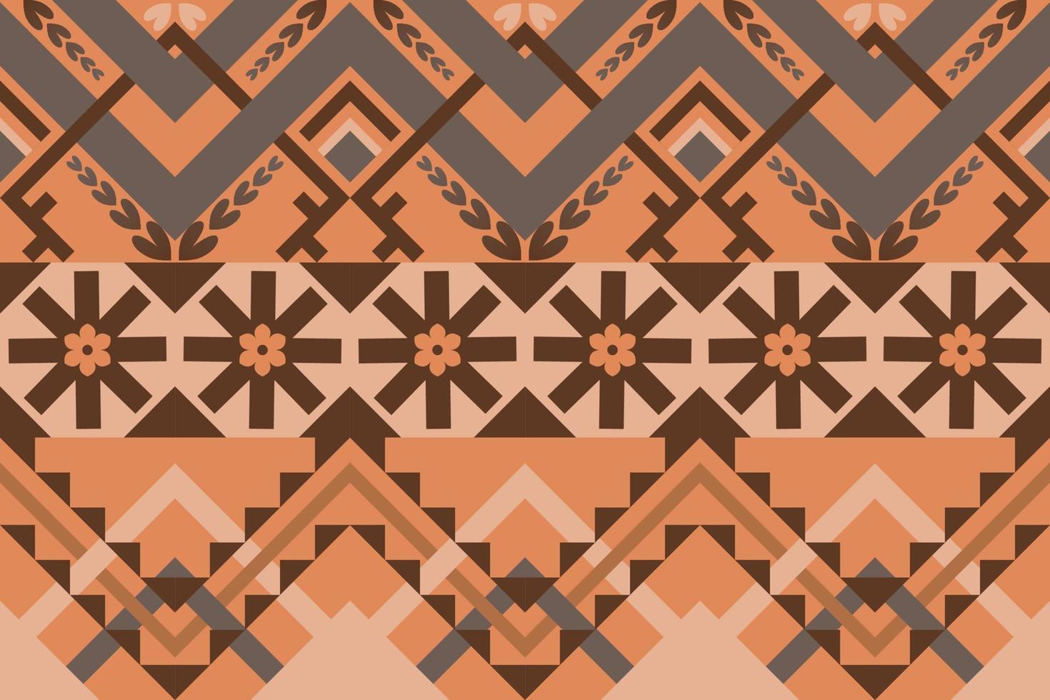 Brown-tone geometric ethnic seamless pattern designed for background, wallpaper, traditional clothing, carpet, curtain, and home decoration. vector