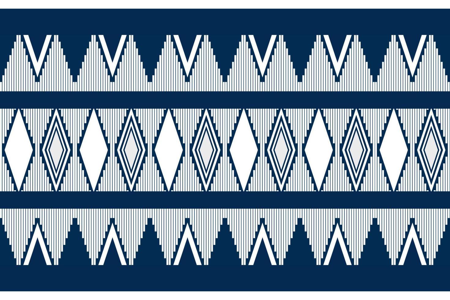 Blue and white geometric ethnic seamless pattern design for wallpaper, background, fabric, curtain, carpet, clothing, and wrapping. vector