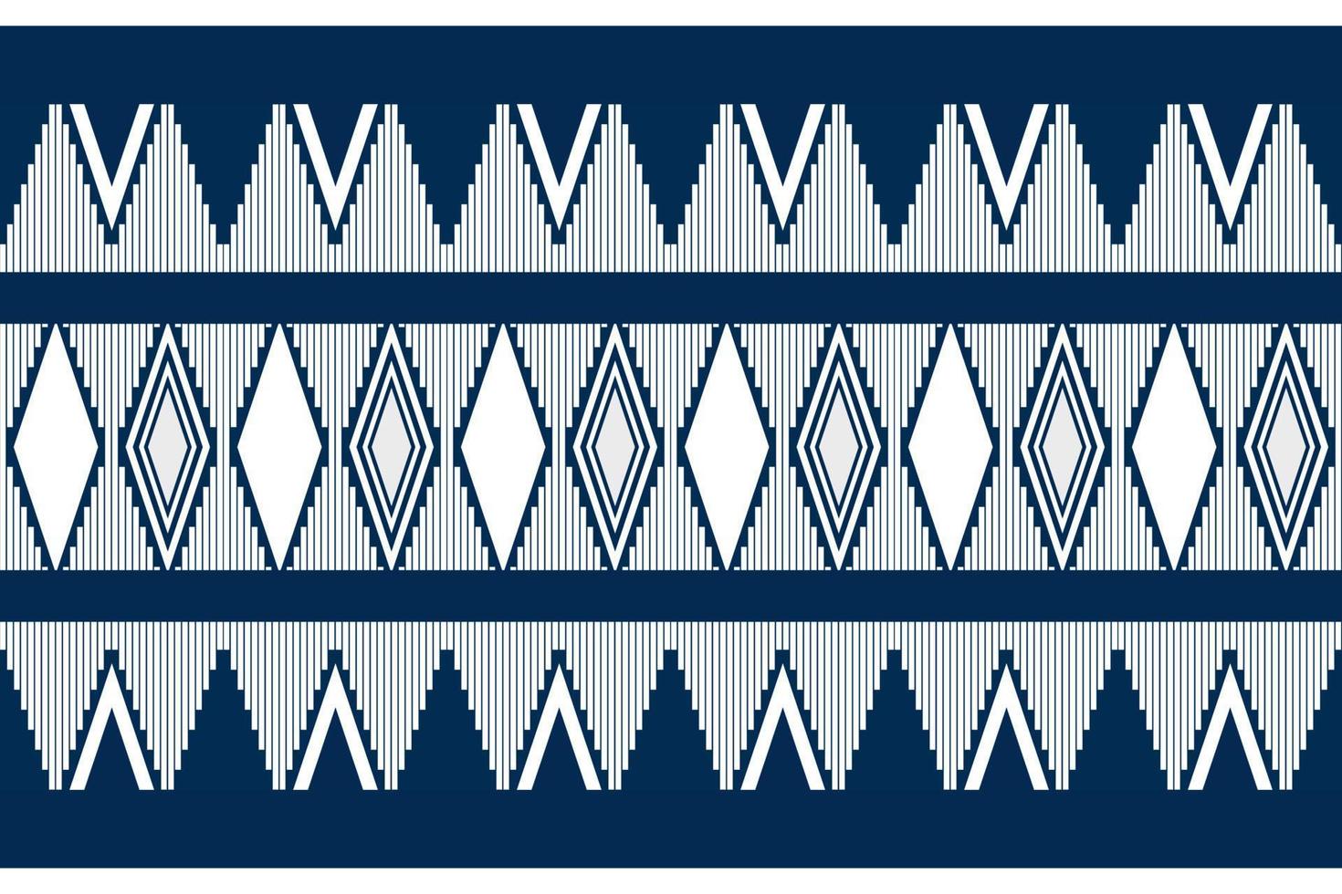 Blue and white geometric ethnic seamless pattern design for wallpaper, background, fabric, curtain, carpet, clothing, and wrapping. vector