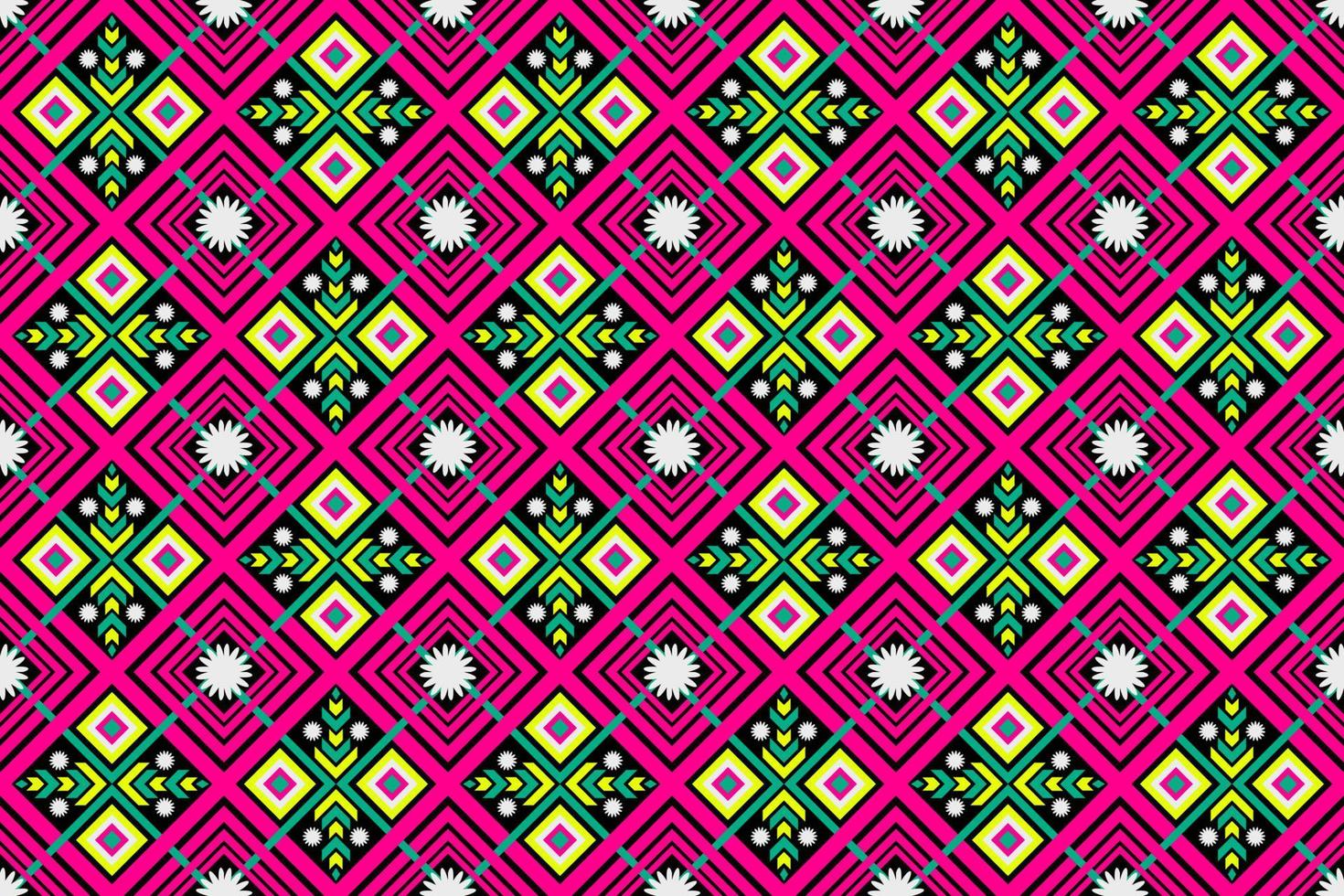 Colorful geometric ethnic seamless pattern design for wallpaper, background, fabric, curtain, carpet, clothing, and wrapping. vector