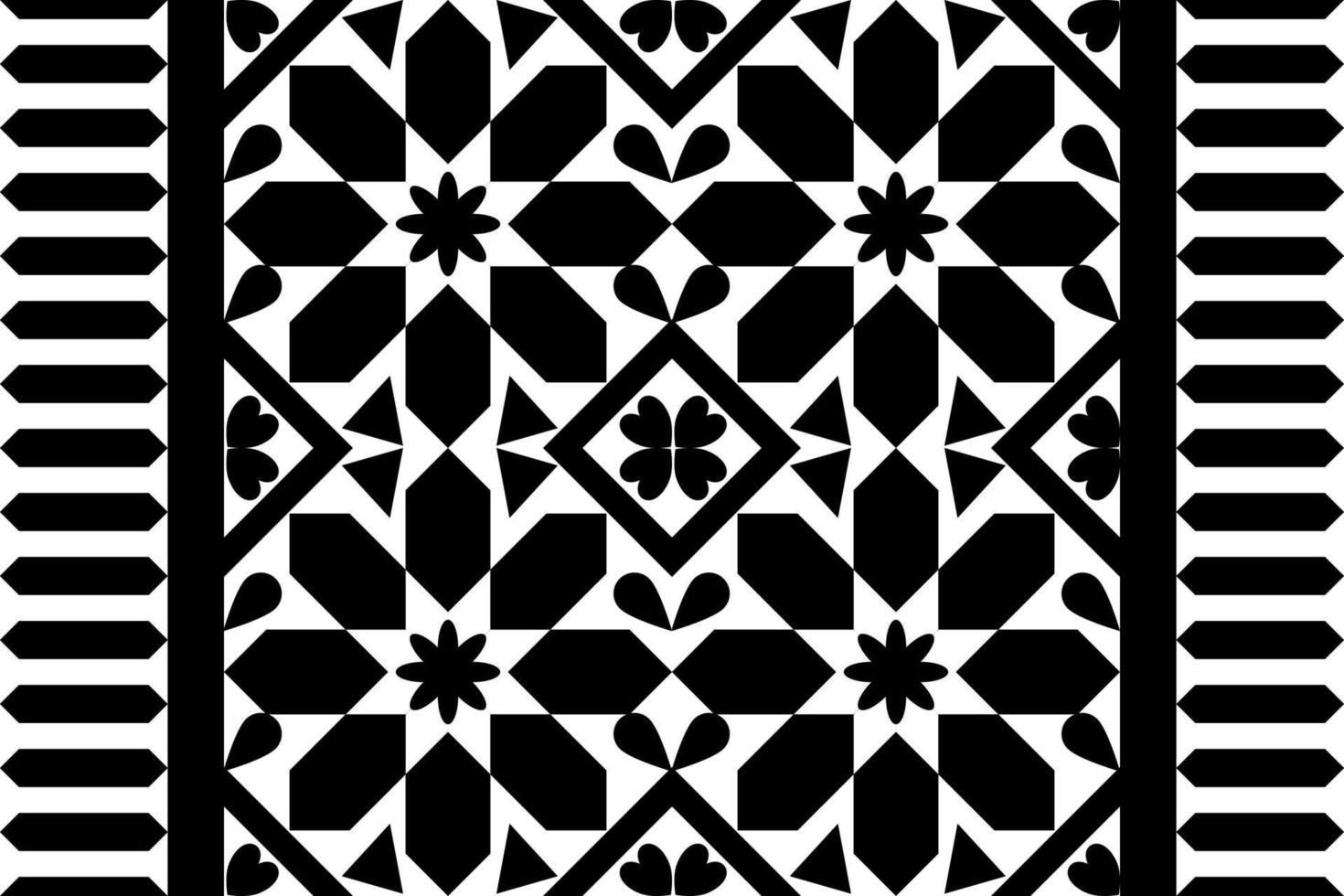 diseño de patrones sin fisuras étnicos geométricos en blanco y negro para papel tapiz, fondo, tela, cortina, alfombra, ropa y envoltura. vector