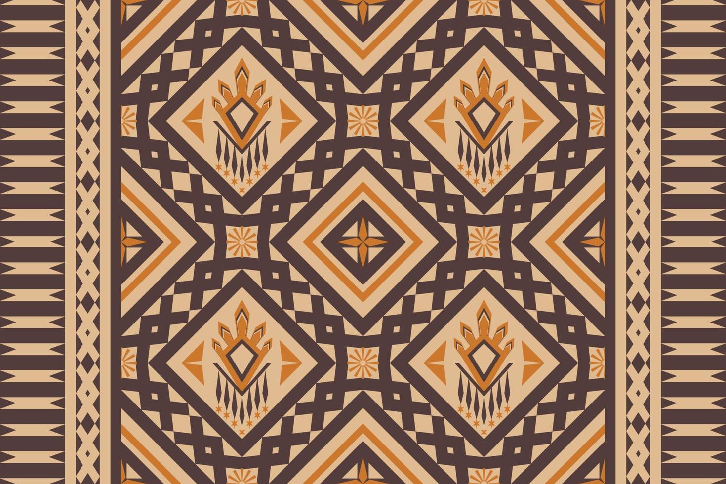 Brown-tone geometric ethnic seamless pattern designed for background, wallpaper, traditional clothing, carpet, curtain, and home decoration. vector