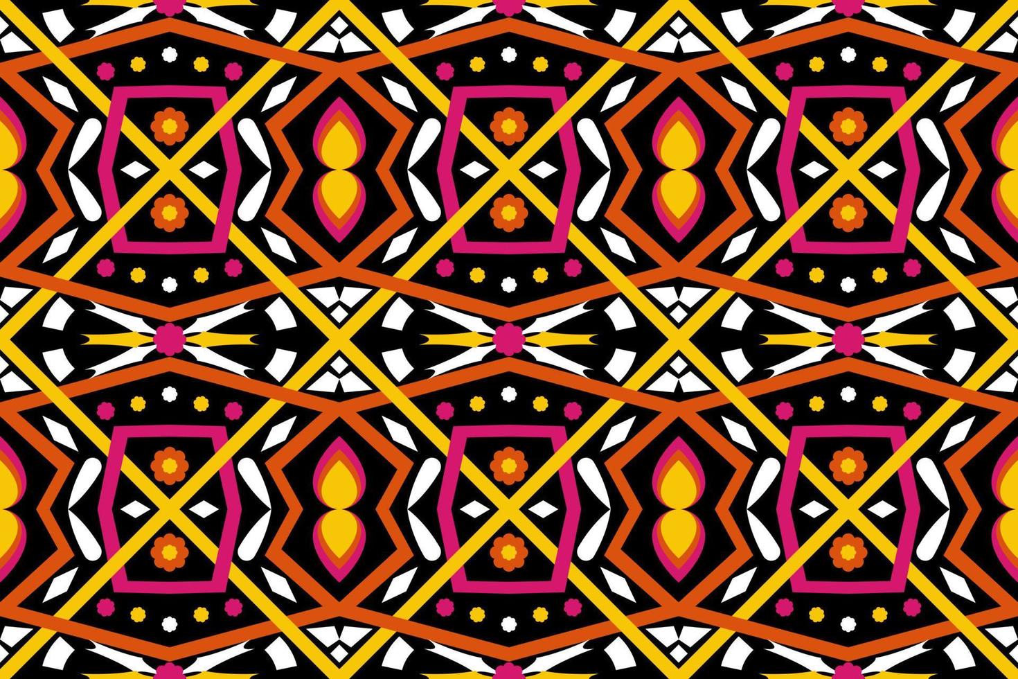 Colorful geometric ethnic seamless pattern design for wallpaper, background, fabric, curtain, carpet, clothing, and wrapping. vector