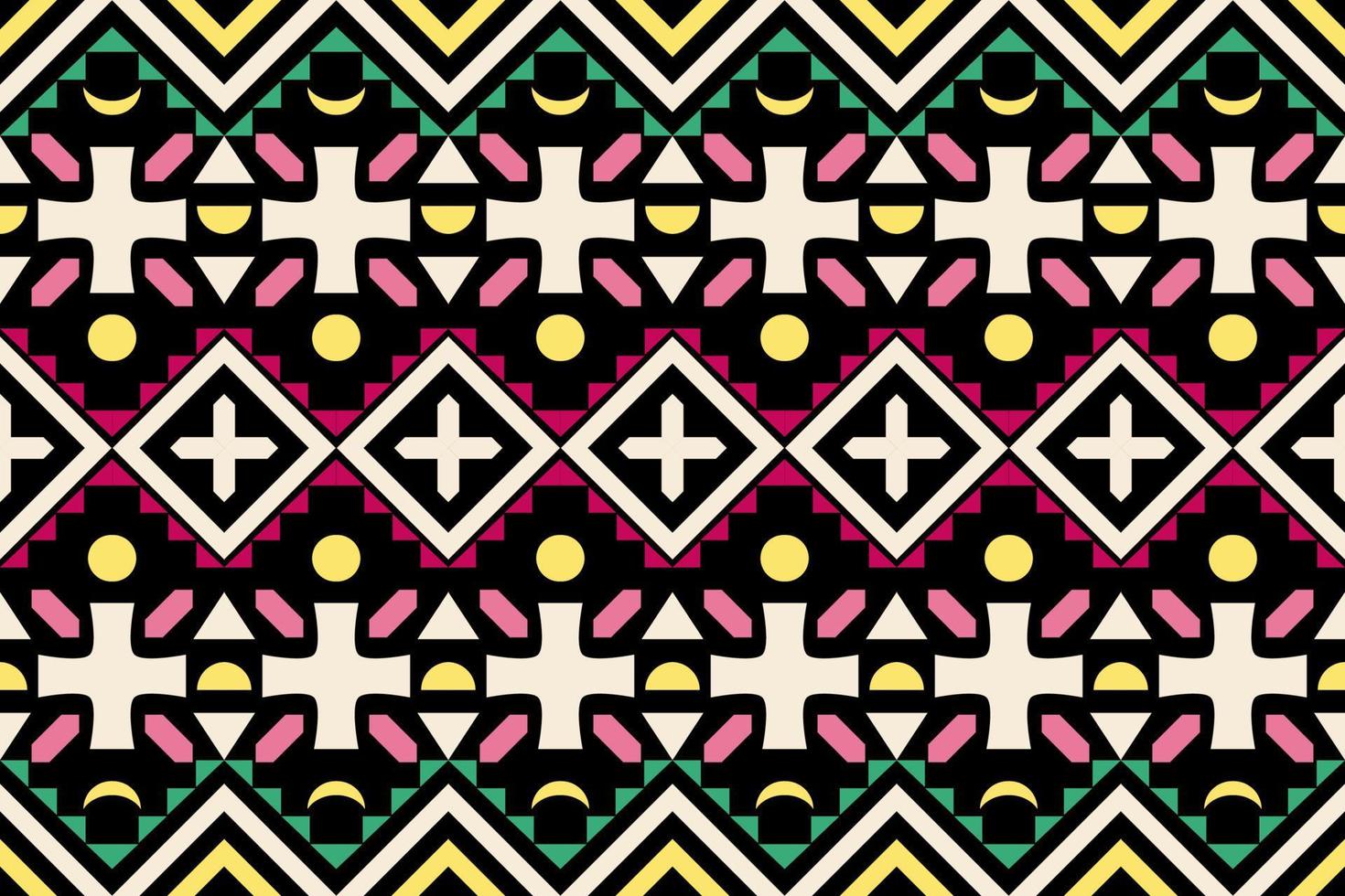 Colorful geometric ethnic seamless pattern design for wallpaper, background, fabric, curtain, carpet, clothing, and wrapping. vector
