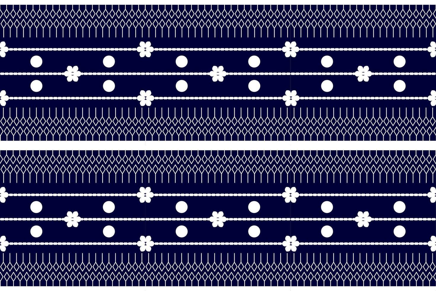 Dark blue and white geometric ethnic seamless pattern design for wallpaper, background, fabric, curtain, carpet, clothing, and wrapping. vector