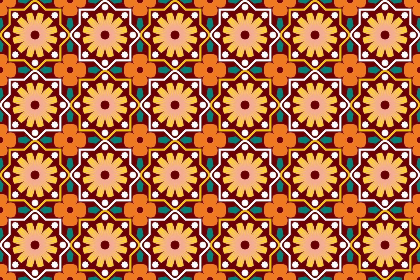 Colorful geometric ethnic seamless pattern design for wallpaper, background, fabric, curtain, carpet, clothing, and wrapping. vector