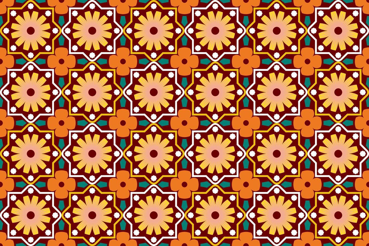 Colorful geometric ethnic seamless pattern design for wallpaper, background, fabric, curtain, carpet, clothing, and wrapping. vector