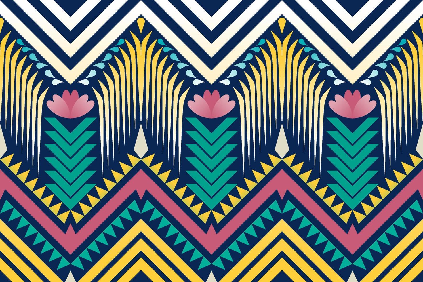 Colorful geometric ethnic seamless pattern design for wallpaper, background, fabric, curtain, carpet, clothing, and wrapping. vector