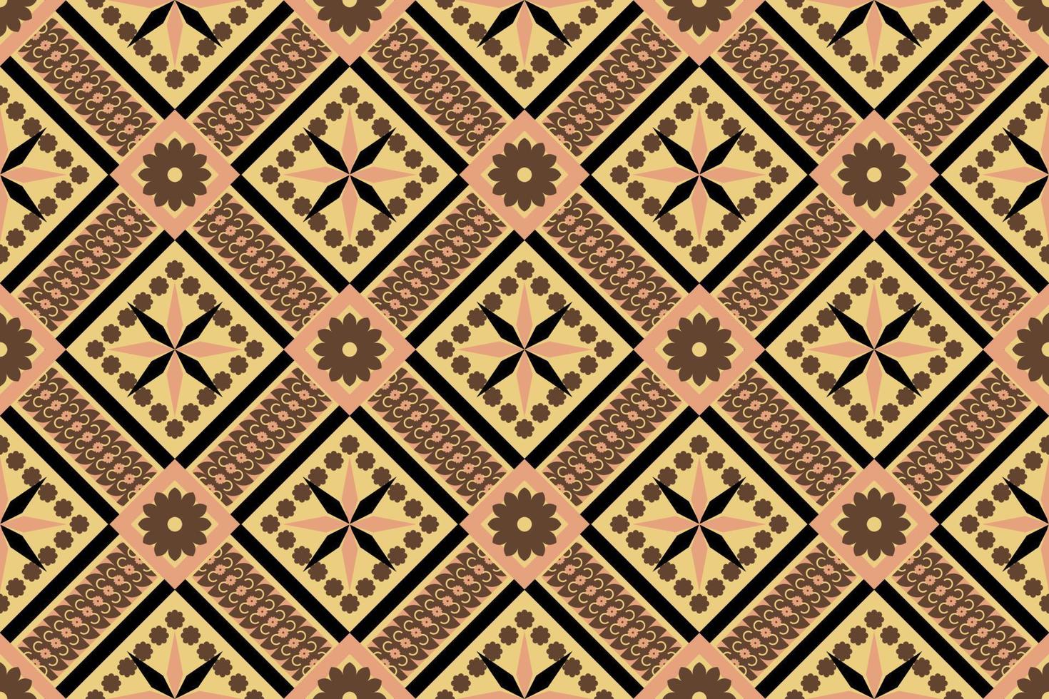 Brown-tone geometric ethnic seamless pattern designed for background, wallpaper, traditional clothing, carpet, curtain, and home decoration. vector
