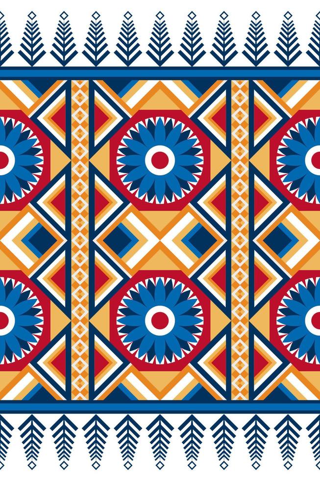 Colorful geometric ethnic seamless pattern design for wallpaper, background, fabric, curtain, carpet, clothing, and wrapping. vector