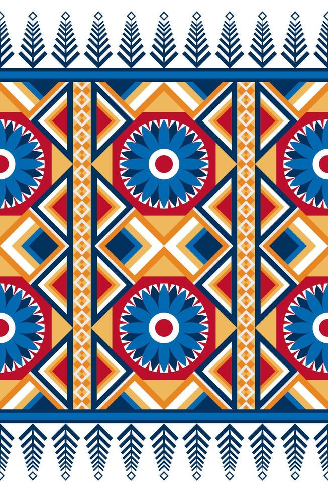 Colorful geometric ethnic seamless pattern design for wallpaper, background, fabric, curtain, carpet, clothing, and wrapping. vector