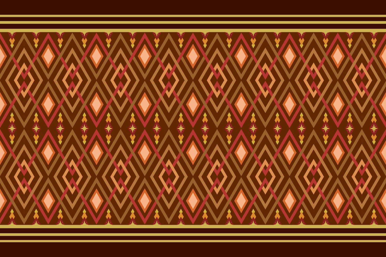 Brown-tone geometric ethnic seamless pattern designed for background, wallpaper, traditional clothing, carpet, curtain, and home decoration. vector