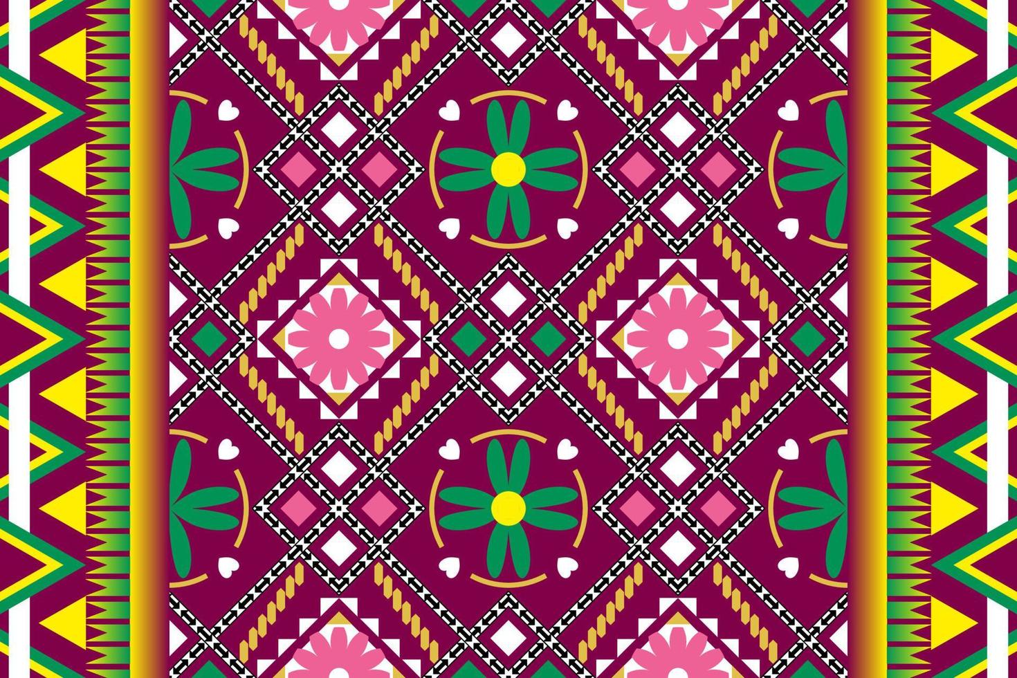 Colorful geometric ethnic seamless pattern design for wallpaper, background, fabric, curtain, carpet, clothing, and wrapping. vector