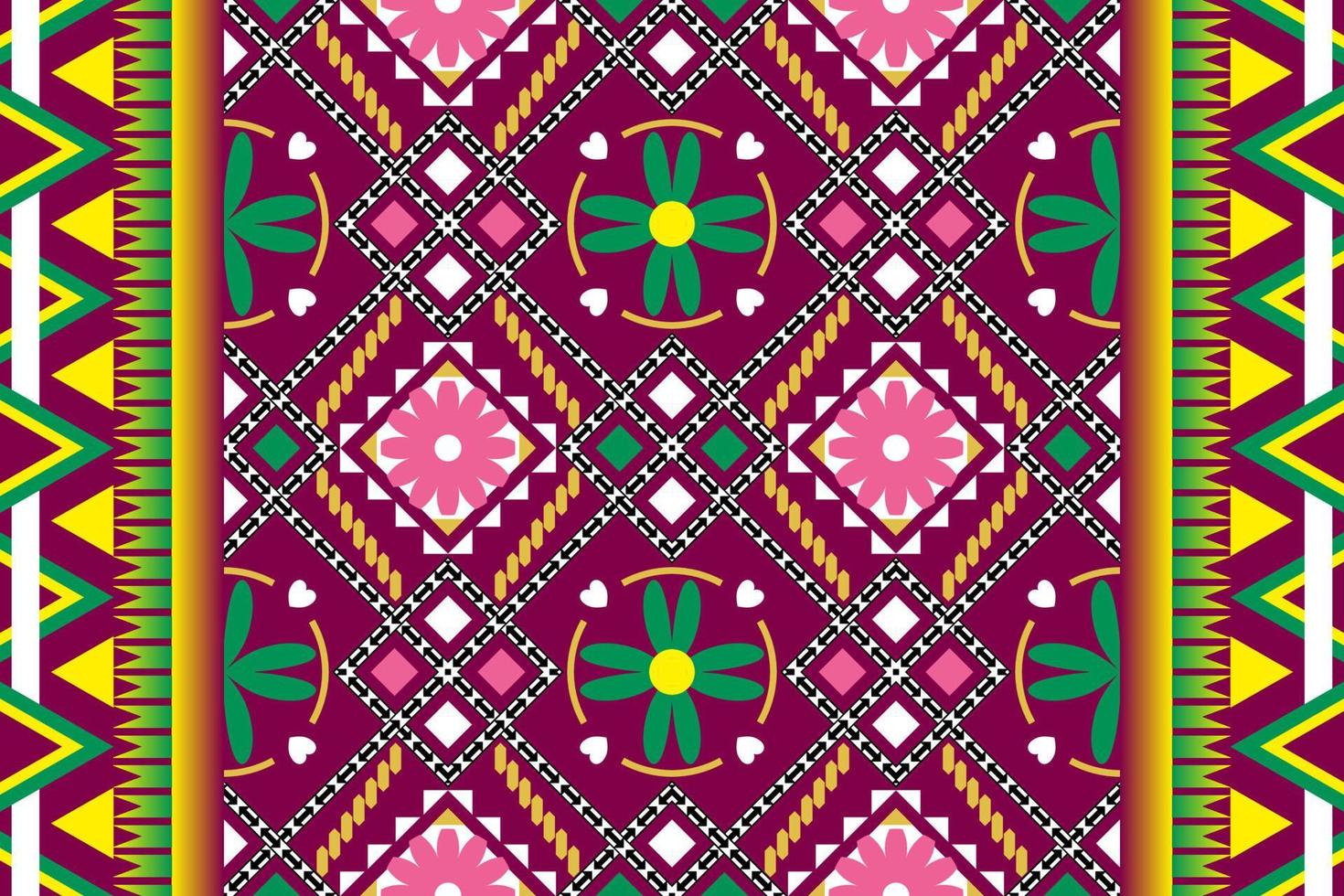 Colorful geometric ethnic seamless pattern design for wallpaper, background, fabric, curtain, carpet, clothing, and wrapping. vector