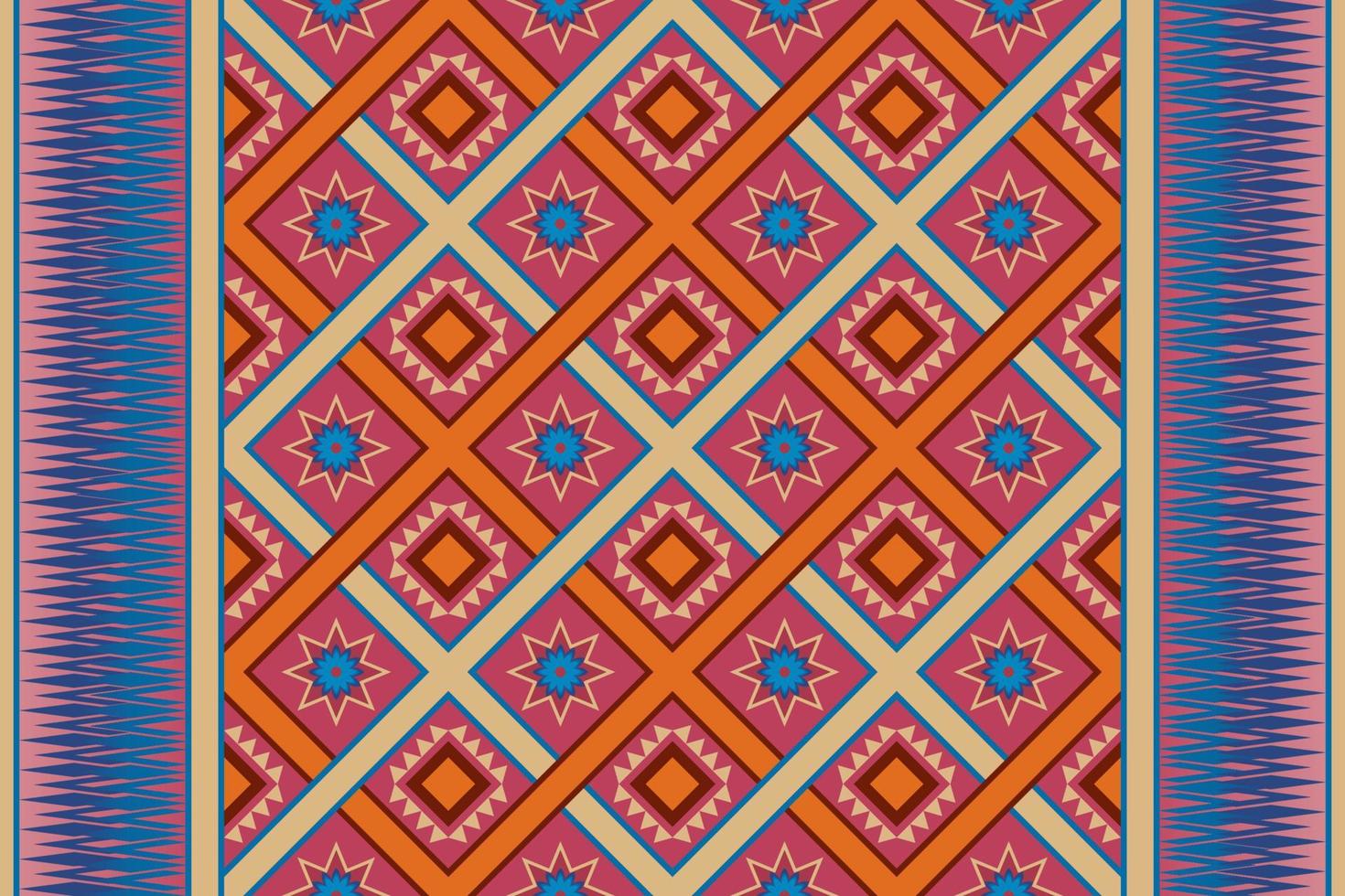 Colorful geometric ethnic seamless pattern design for wallpaper, background, fabric, curtain, carpet, clothing, and wrapping. vector