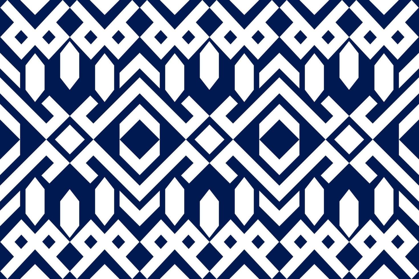 Blue and white geometric ethnic seamless pattern design for wallpaper, background, fabric, curtain, carpet, clothing, and wrapping. vector